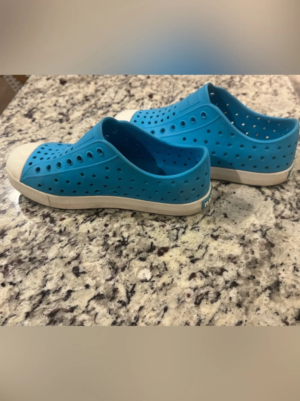 Native Kids Slip-On Water Shoes in Bright Blue with White Toe